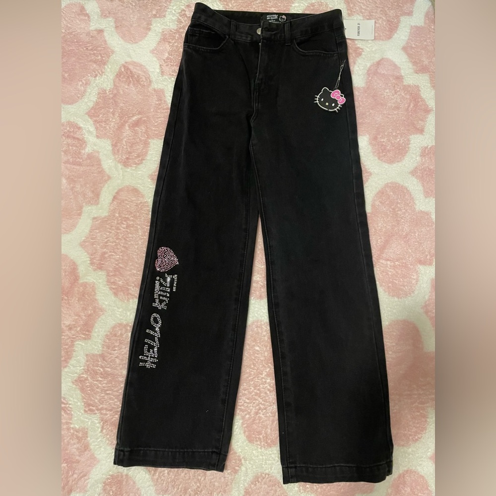 Rhinestone Hello Kitty Straight Jeans size 26 - Picture 2 of 6